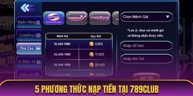 5 phương thức nạp tiền người chơi có thể sử dụng